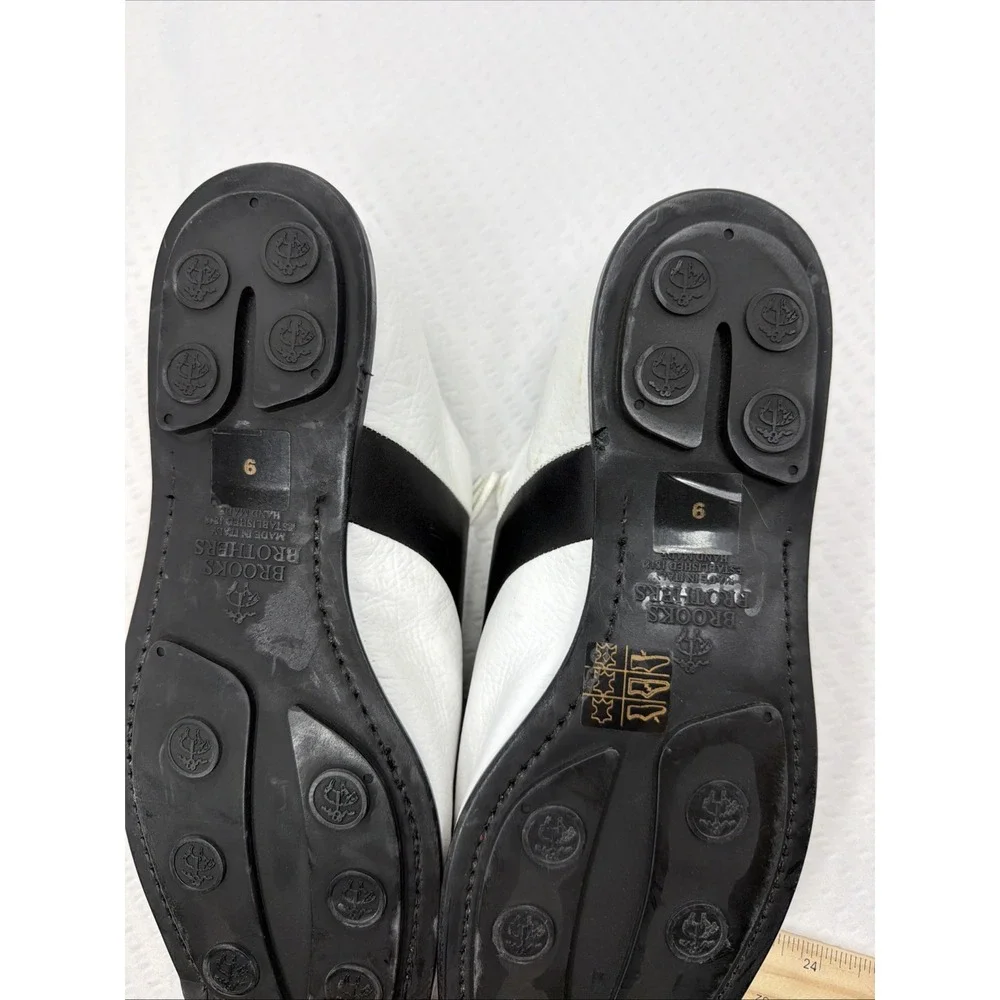NEW Brooks Brothers Saddle Oxfords Made In Italy Black & White Shoes Men's 9